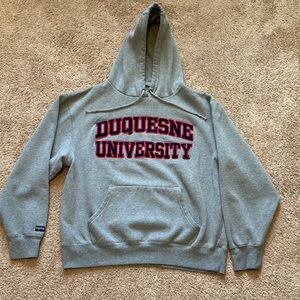 Duquesne University Grey Hooded Sweatshirt — Unisex Collegiate Pullover